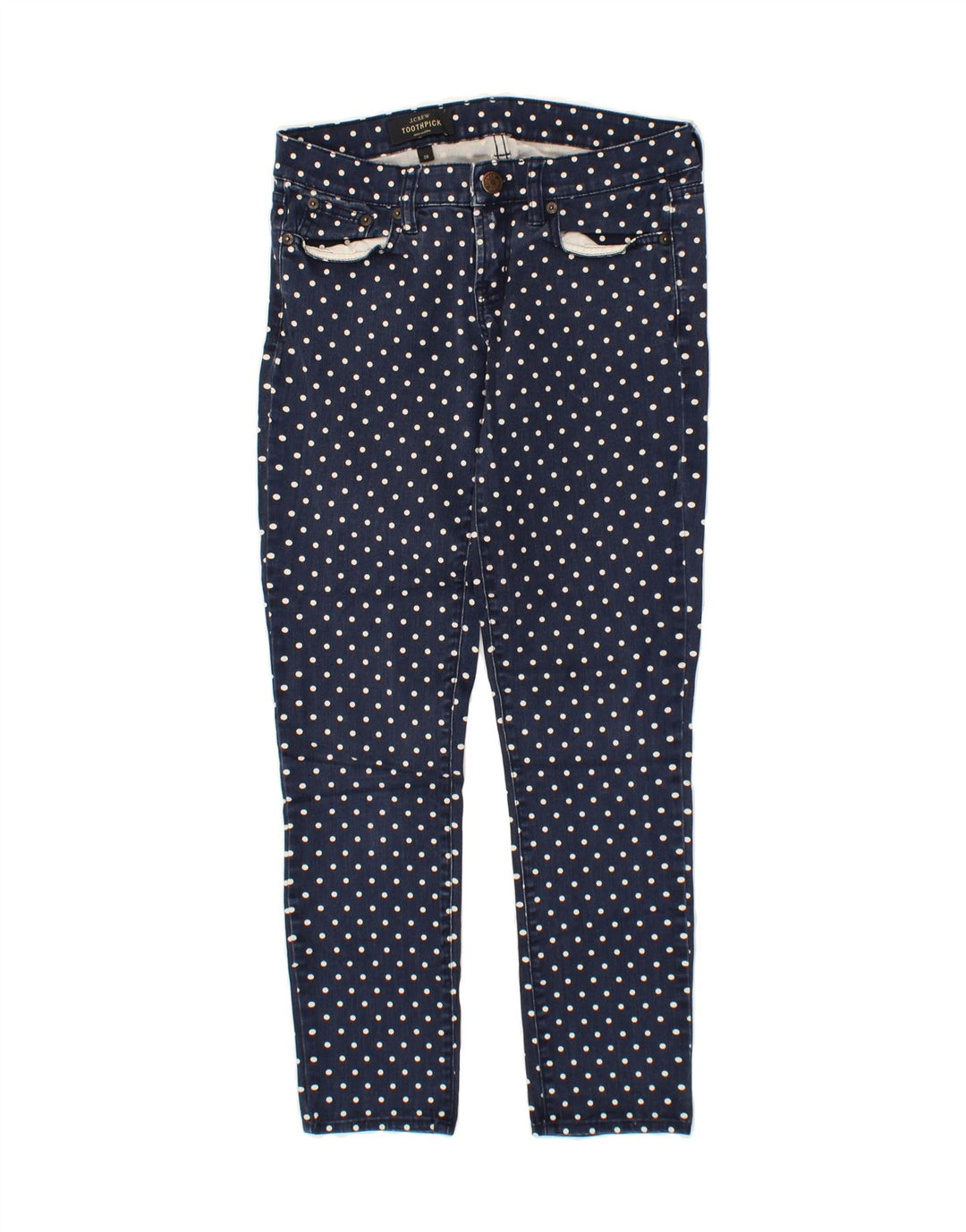 J. CREW Womens Toothpick Slim Jeans W26 L27 Navy Blue Polka Dot Cotton Vintage J. Crew and Second-Hand J. Crew from Messina Hembry 
