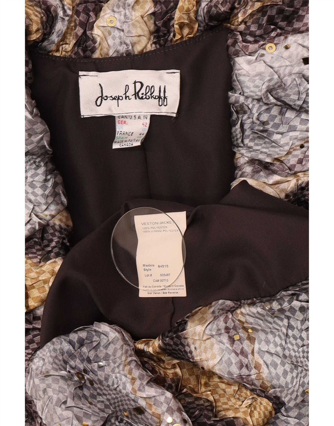 Jaqueta blazer feminina Joseph Ribkoff UK 16 grande multicolorida geométrica