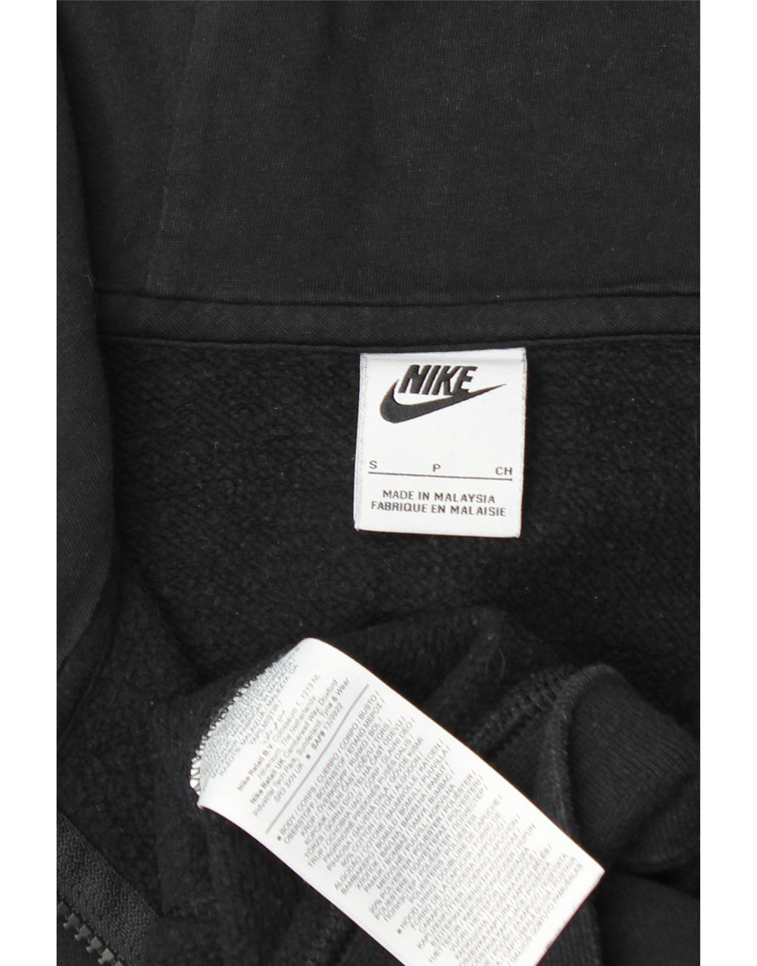 Suéter masculino Nike com capuz e zíper pequeno de algodão preto