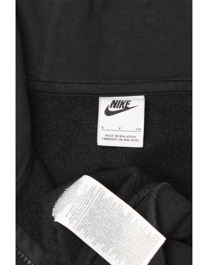 Suéter masculino Nike com capuz e zíper pequeno de algodão preto