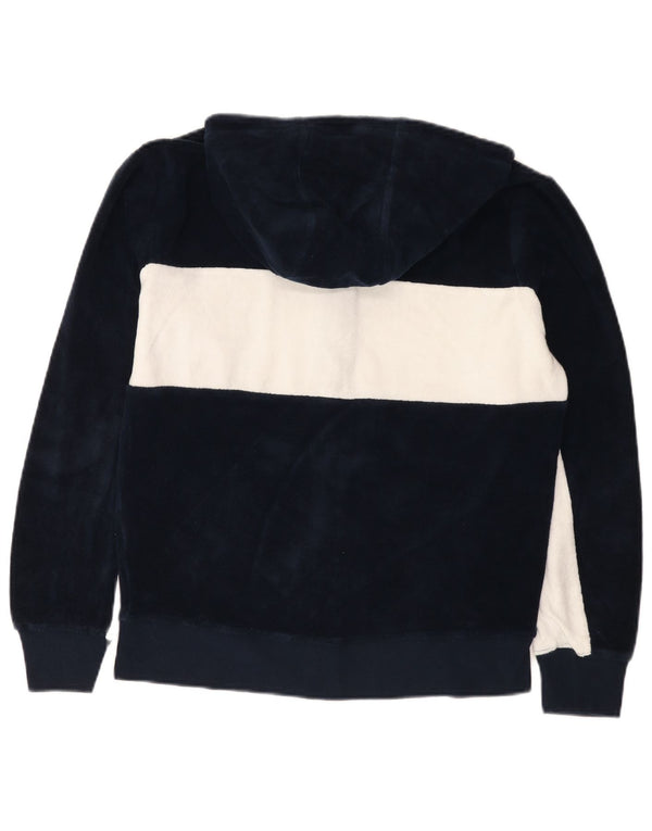Russell Athletic Mens Suéter com capuz e zíper pequeno azul marinho algodão colorblock