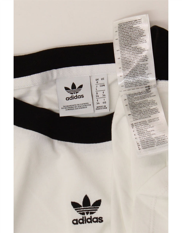 ADIDAS Womens Oversized T-Shirt Top UK 8 Pequeno Algodão Branco