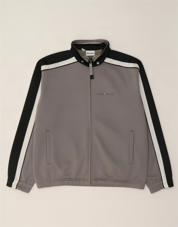 Diadora Mens Tracksuit Top Jacket UK 36 Small Grey Colourblock Poliéster
