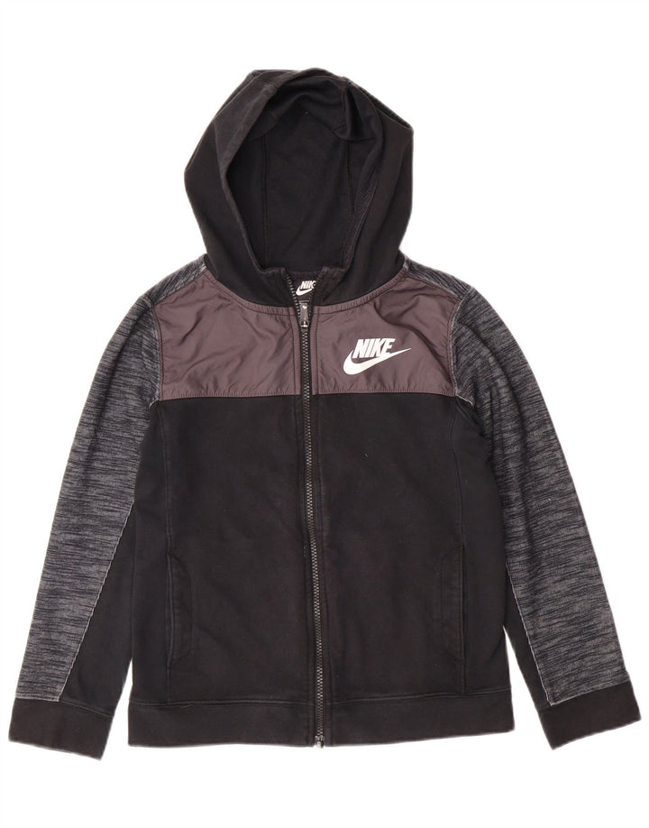 Suéter NIKE Boys Zip com capuz 10-11 anos médio preto colorblock algodão