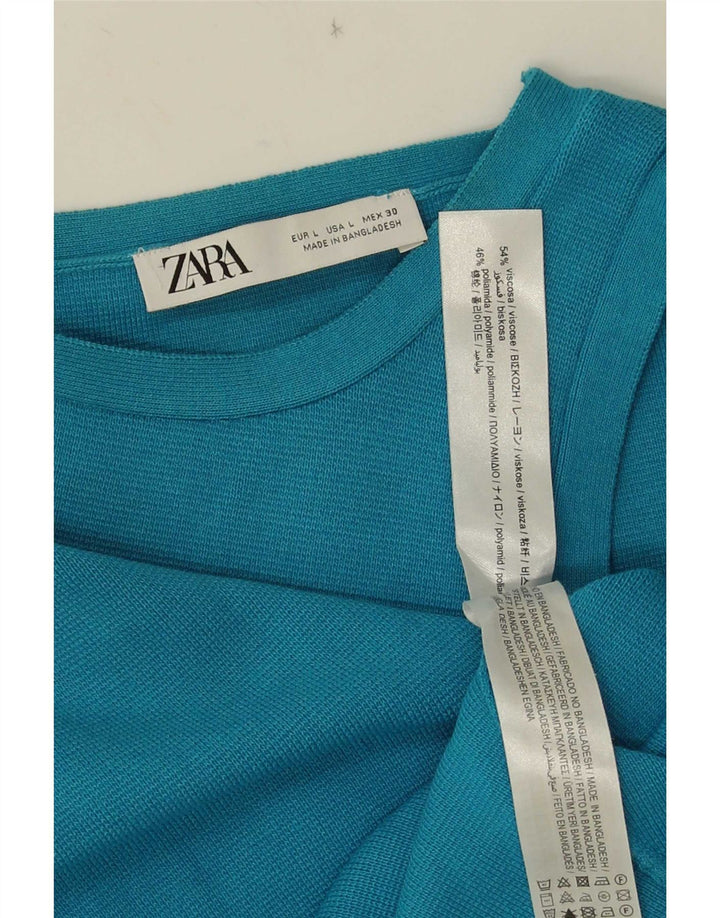 Zara Womens Crop Vest Top UK 14 Grande Viscose Azul