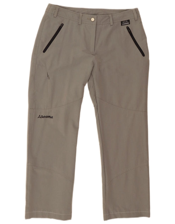 Calça feminina Schoffel reta cortada Reino Unido 14 grande W32 L25 cinza