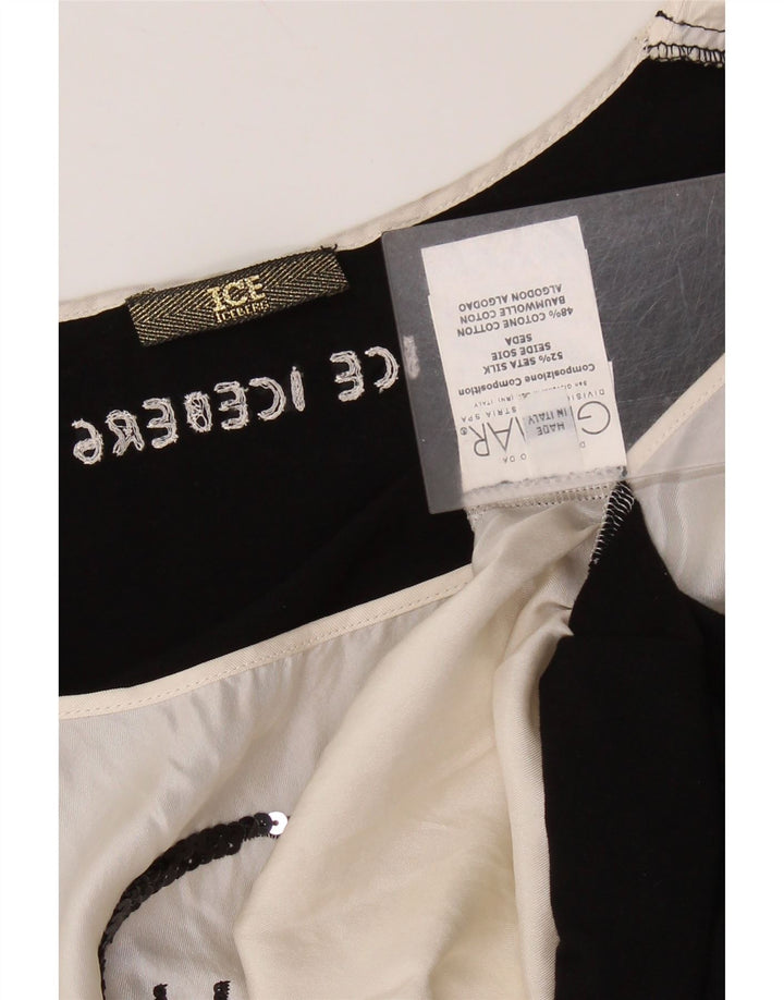 Blusa feminina gráfica ICEBERG UK 8 pequena bloco colorido off white