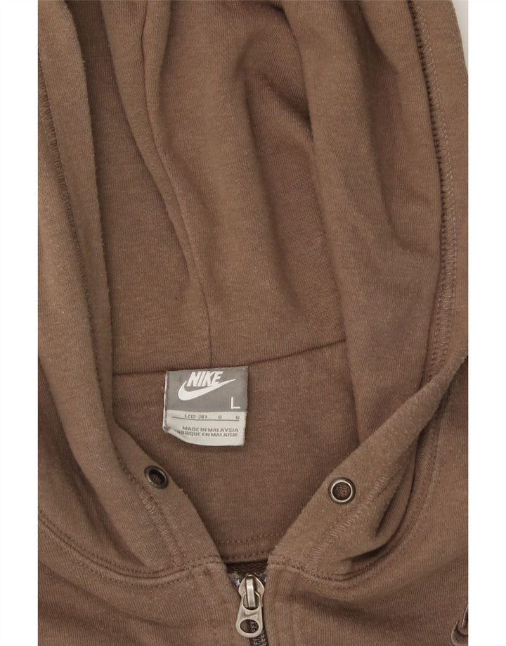 NIKE Womens Zip Hoodie Sweater US 12/14 Large Brown Cotton Vintage Nike and Second-Hand Nike from Messina Hembry 