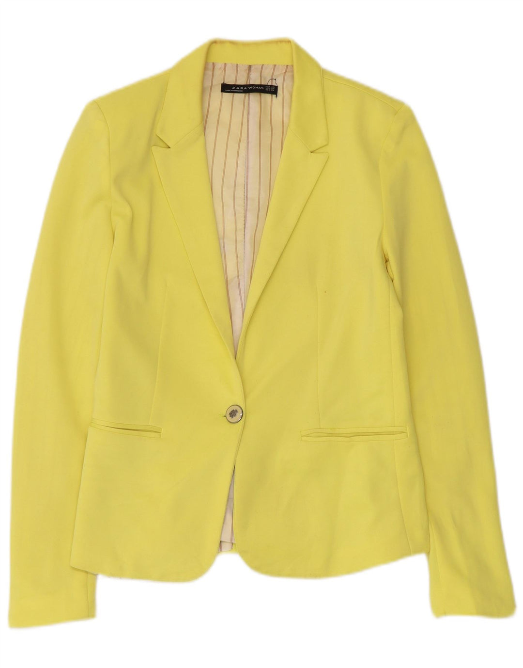 Jaqueta blazer feminina Zara com 1 botão Reino Unido 6 XS amarelo