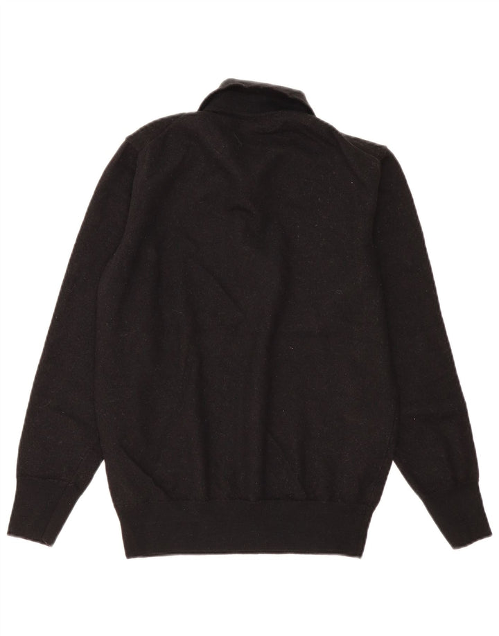 Zara Suéter feminino com gola polo e gola polo UK 12 lã preta média