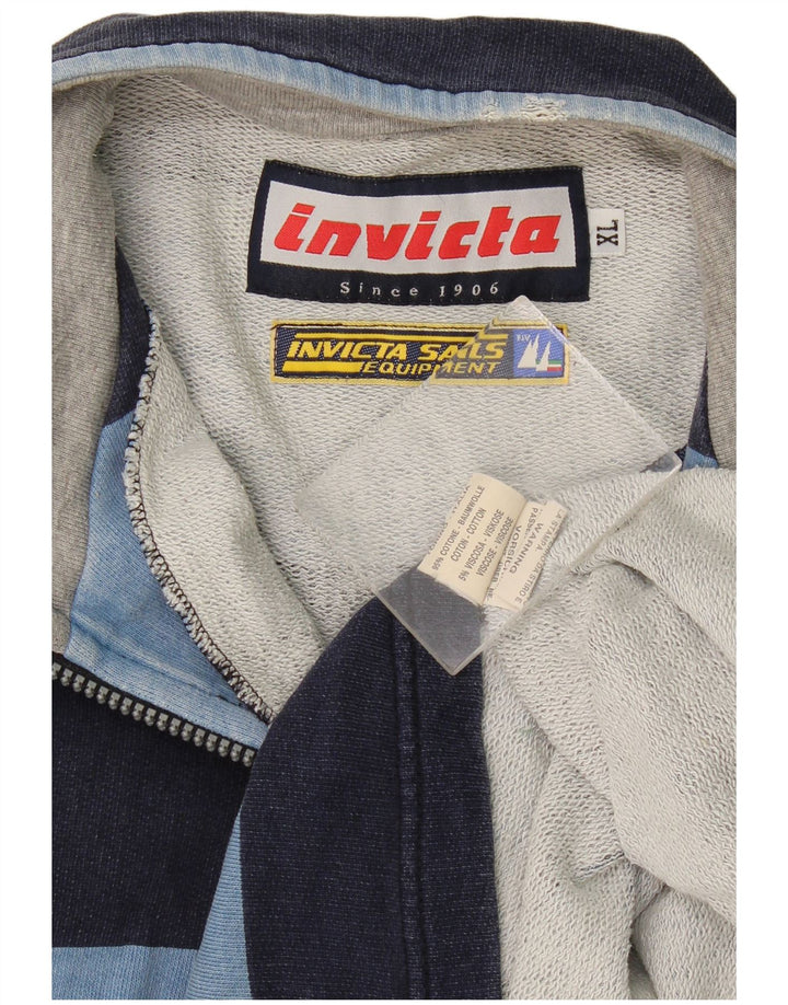 Suéter masculino Invicta com zíper e gola XL de algodão listrado azul