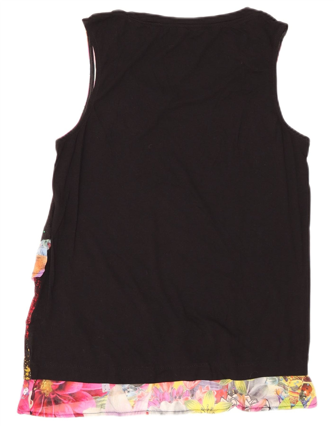 Blusa feminina DESIGUAL sem mangas com estampa gráfica UK 12 médio preto floral