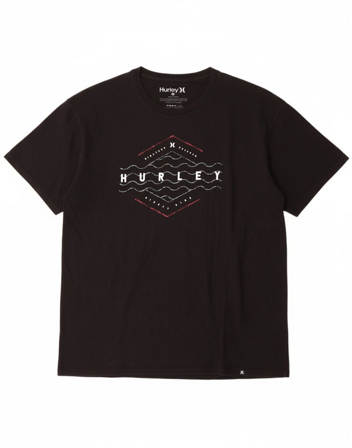 Camiseta masculina HURLEY com estampa gráfica grande de algodão preto