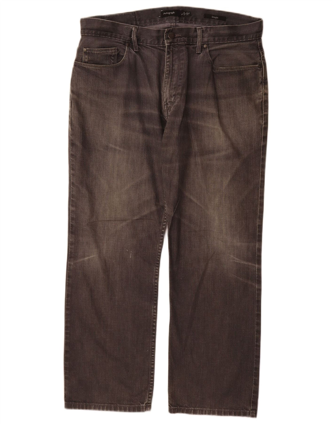 Marks & Spencer Masculino Autograph Straight Jeans W36 L29 Algodão Cinza