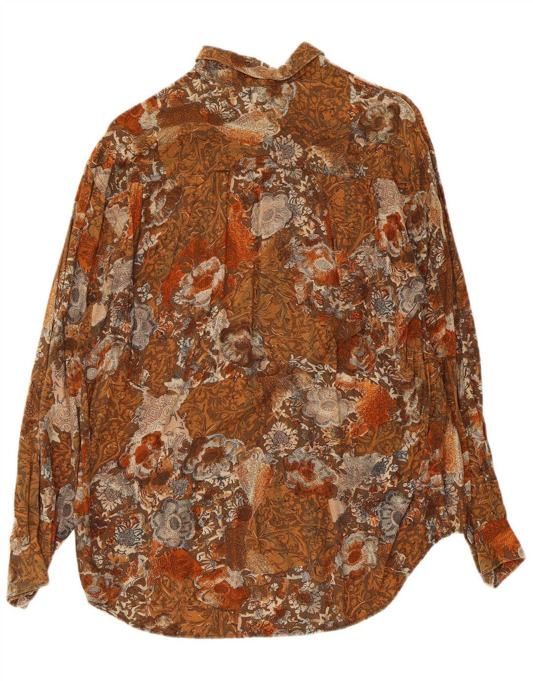 Camisa Masculina Vintage Pequena Marrom Floral
