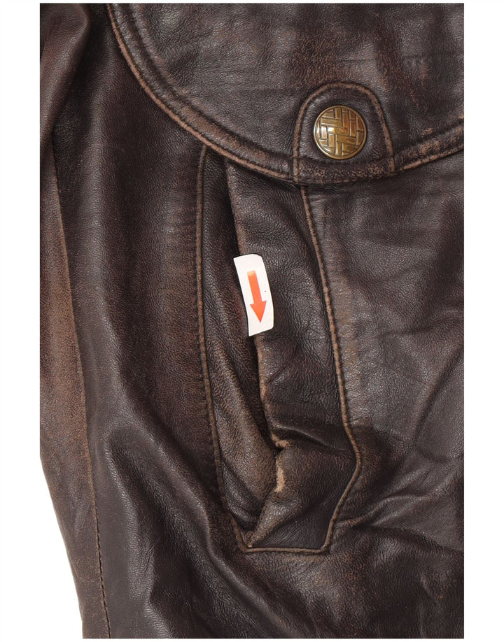 Jaqueta de couro masculina vintage UK 44 2XL couro preto