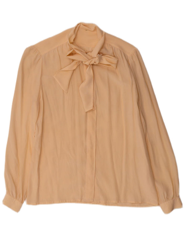 Blusa feminina vintage com gravata frontal IT 42 seda amarela média