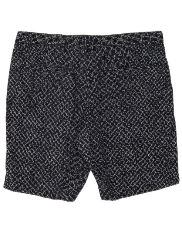 Penguin Mens Chino Shorts W36 Grande Algodão Geométrico Azul Marinho