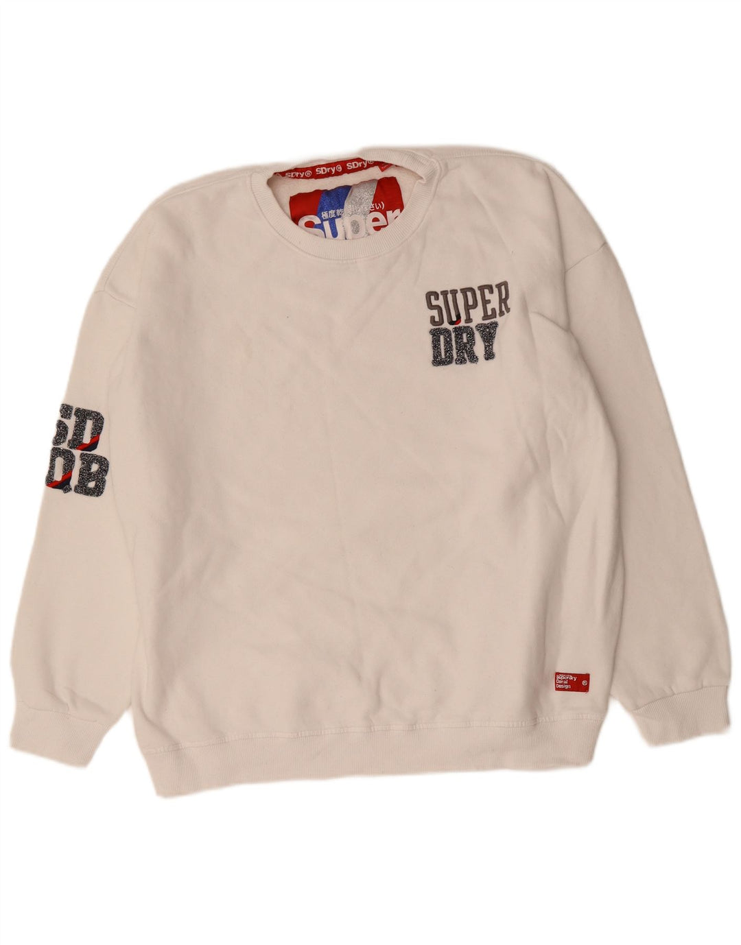 SUPERDRY moletom masculino oversized gráfico jumper médio algodão branco