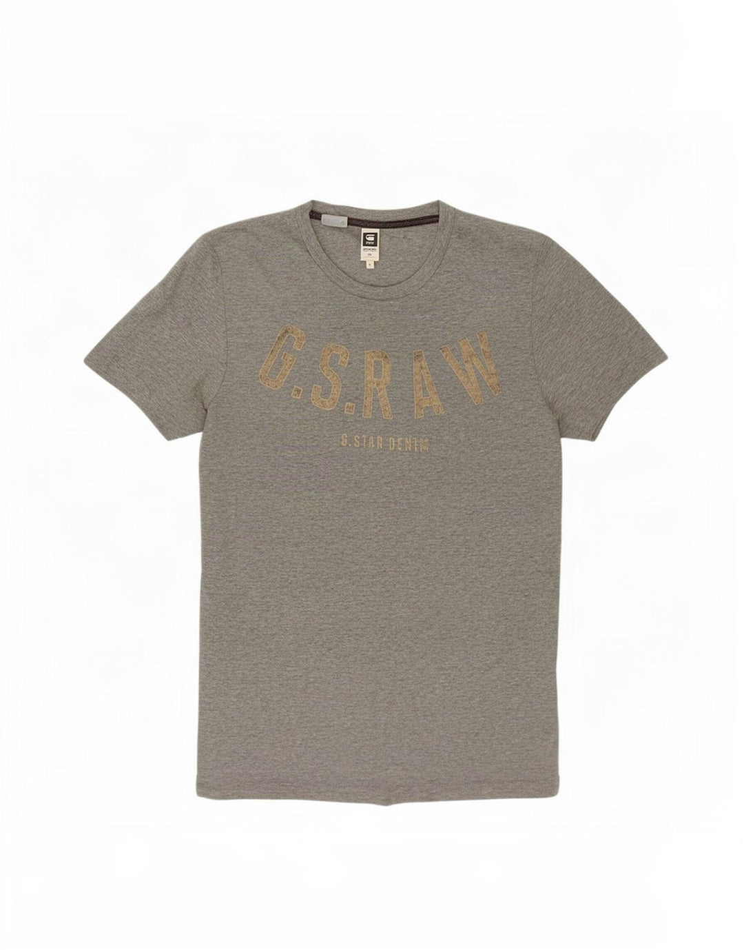 Camiseta feminina G-Star com estampa gráfica UK 12 algodão cinza médio