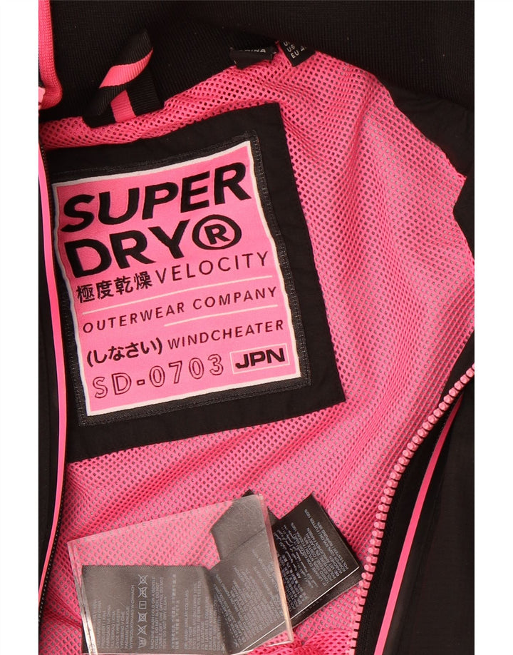 Jaqueta corta-vento feminina Superdry com capuz e capuz Reino Unido 12 médio preto