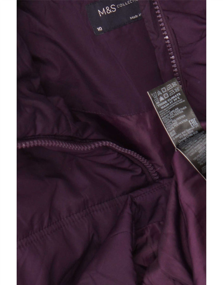 Casaco acolchoado feminino Marks & Spencer Reino Unido 10 pequeno poliéster roxo