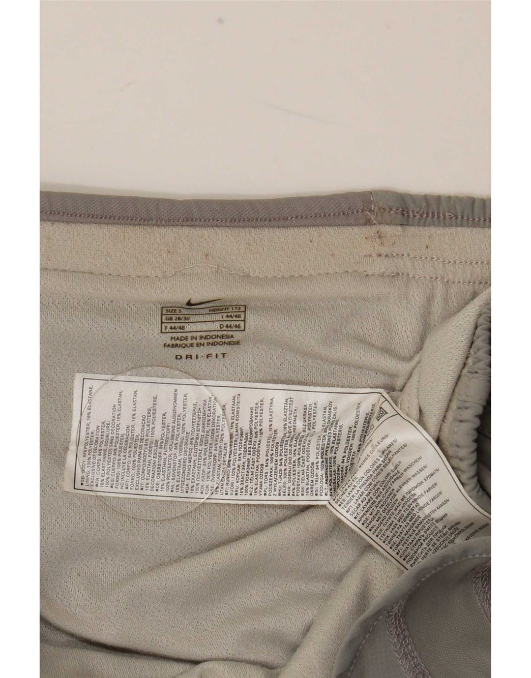 Shorts esportivos femininos Nike Dri Fit UK 10 poliéster cinza pequeno