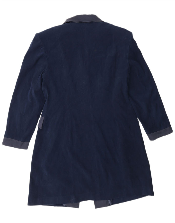 Jaqueta blazer feminina vintage longline de 4 botões IT 42 Azul marinho médio