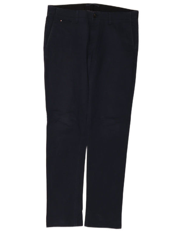 Zara Mens Slim Chino Calças EU 42 Grande W32 L30 Azul Marinho Algodão