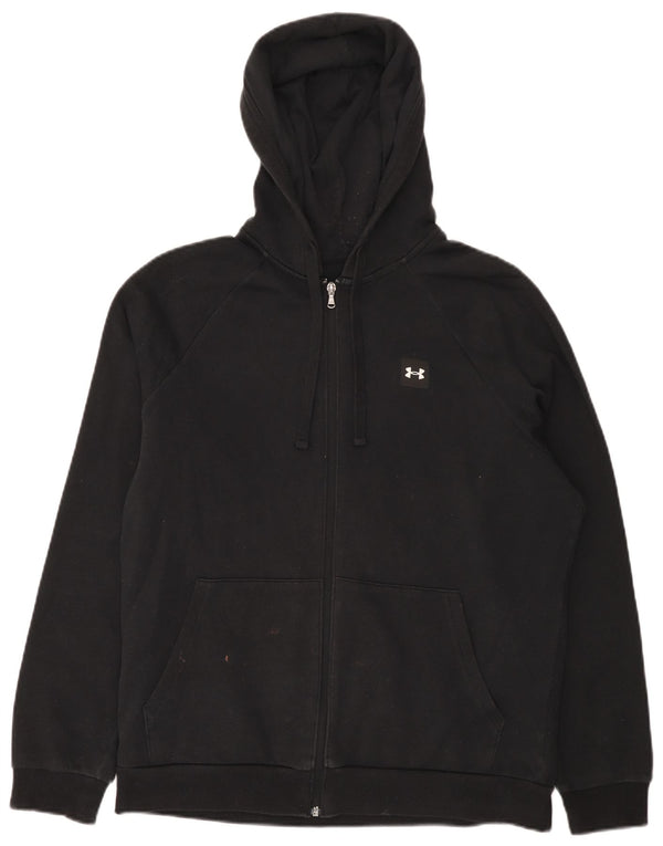 Suéter masculino Under Armour Cold Gear Zip com capuz de algodão preto médio