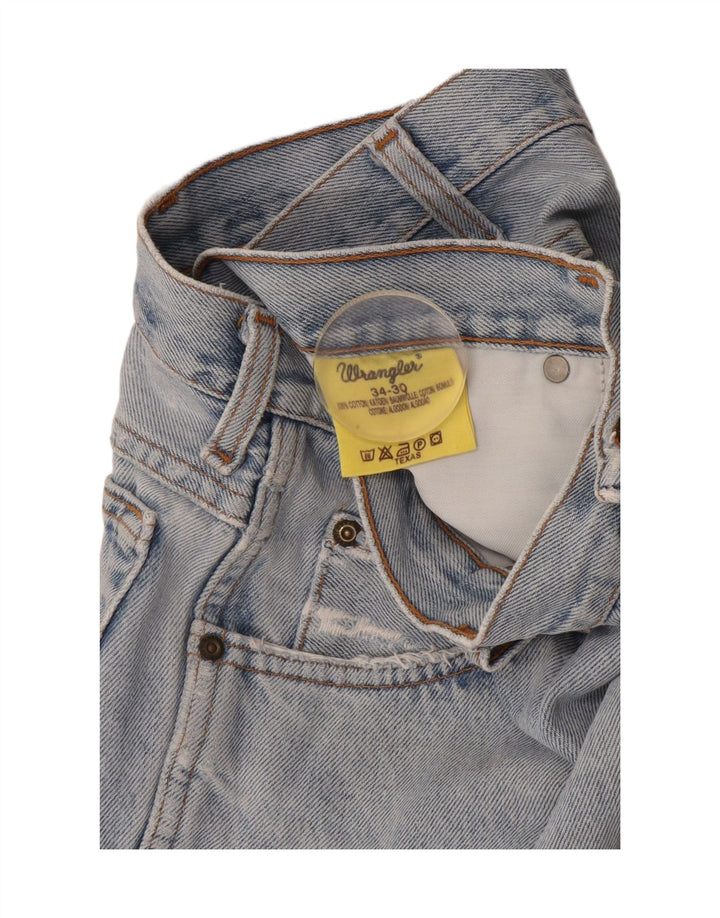 Wrangler Mens Straight Jeans W34 L30 Azul Algodão