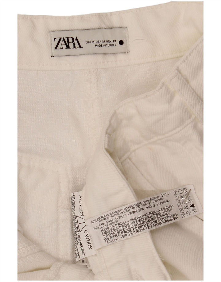 Saia jeans feminina Zara Midi médio W30 algodão branco