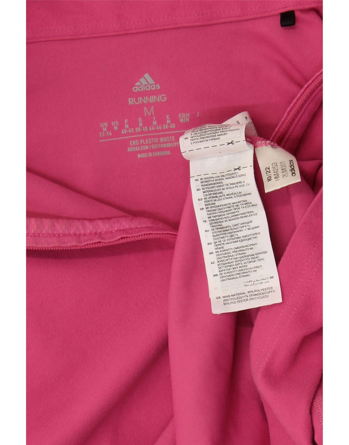 Adidas feminino zip neck pulôver treino top reino unido 12/14 médio rosa