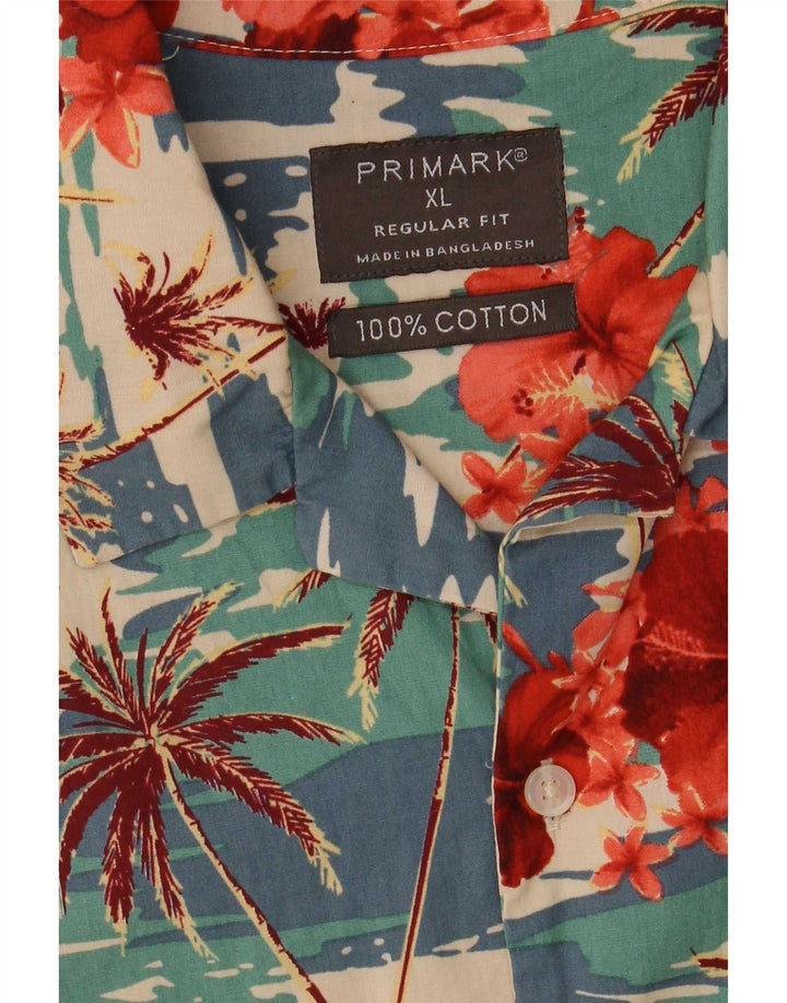 Camisa masculina Primark de manga curta XL multicolorida floral havaiana