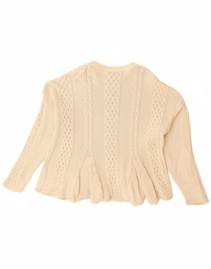 Suéter feminino Sisley Relaxed Elegance com gola redonda Reino Unido 14 médio bege