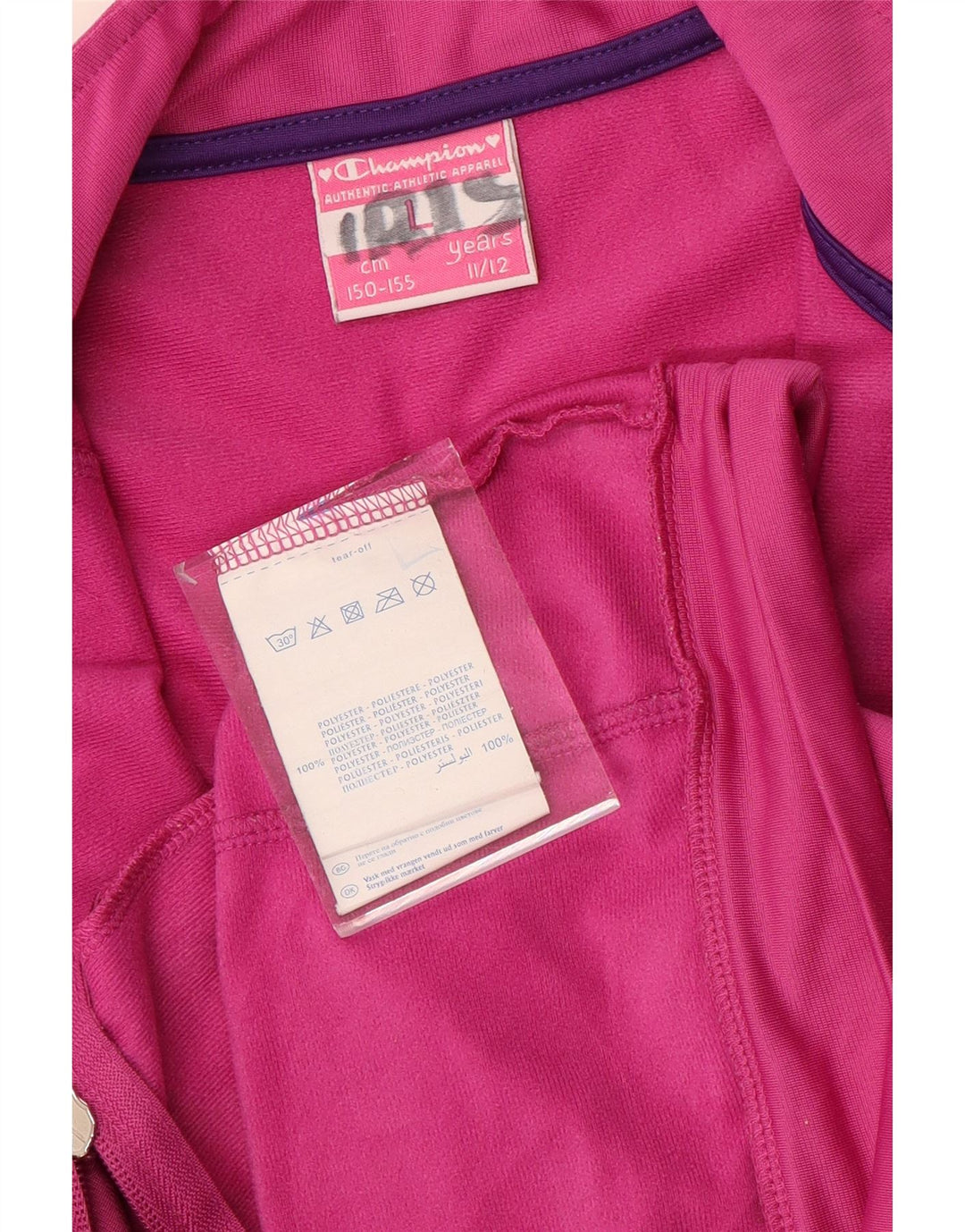 CHAMPION Jaqueta feminina com agasalho gráfico 11-12 anos grande rosa