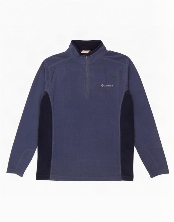 Suéter de lã masculino Columbia com zíper e gola média azul colorblock