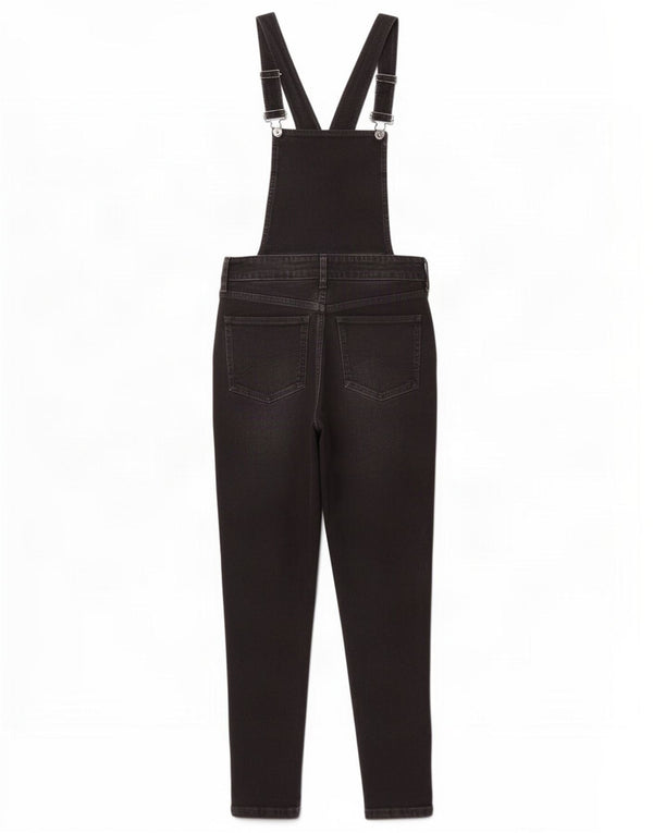 Macacão feminino Fat Face Slim Jeans UK 8 pequeno W25 L26 algodão preto
