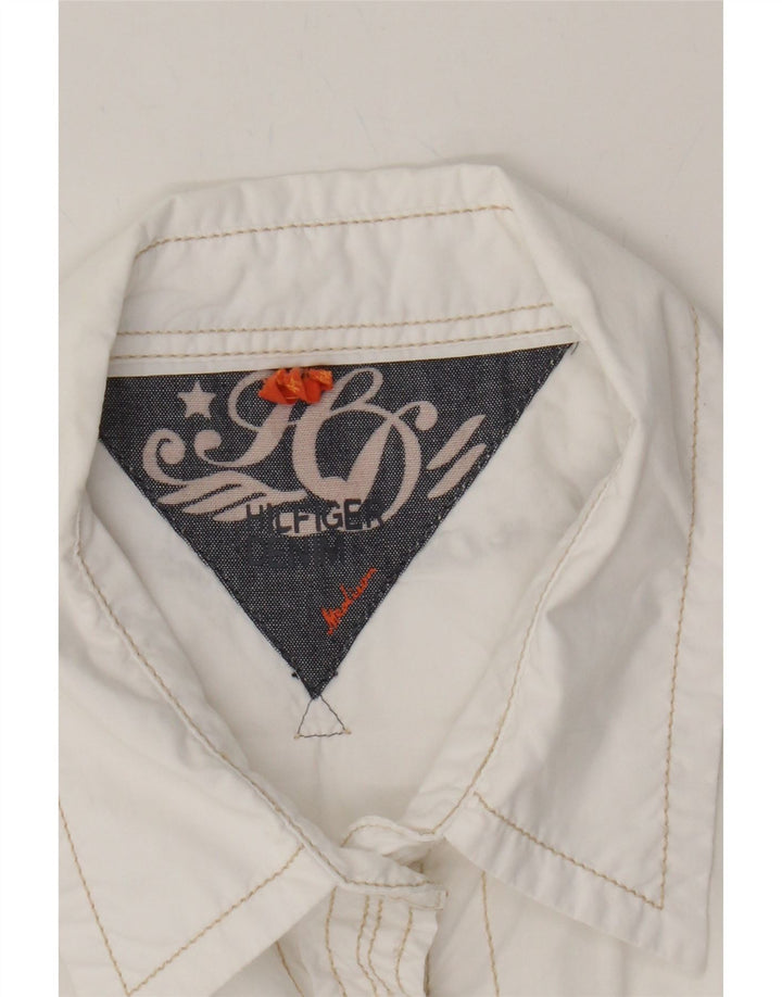 TOMMY HILFIGER Womens Shirt UK 12 Medium White Cotton Vintage Tommy Hilfiger and Second-Hand Tommy Hilfiger from Messina Hembry 