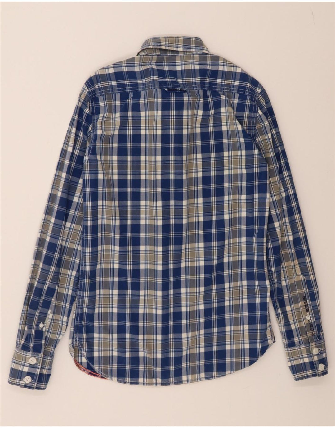 SUPERDRY Mens Shirt Small Blue Check Cotton Vintage Superdry and Second-Hand Superdry from Messina Hembry 