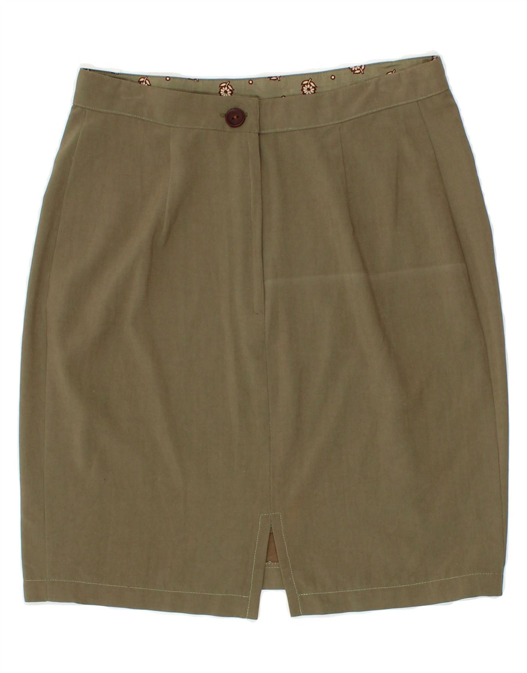 VINTAGE Womens Pencil Skirt IT 44 Medium Khaki Vintage Vintage and Second-Hand Vintage from Messina Hembry 