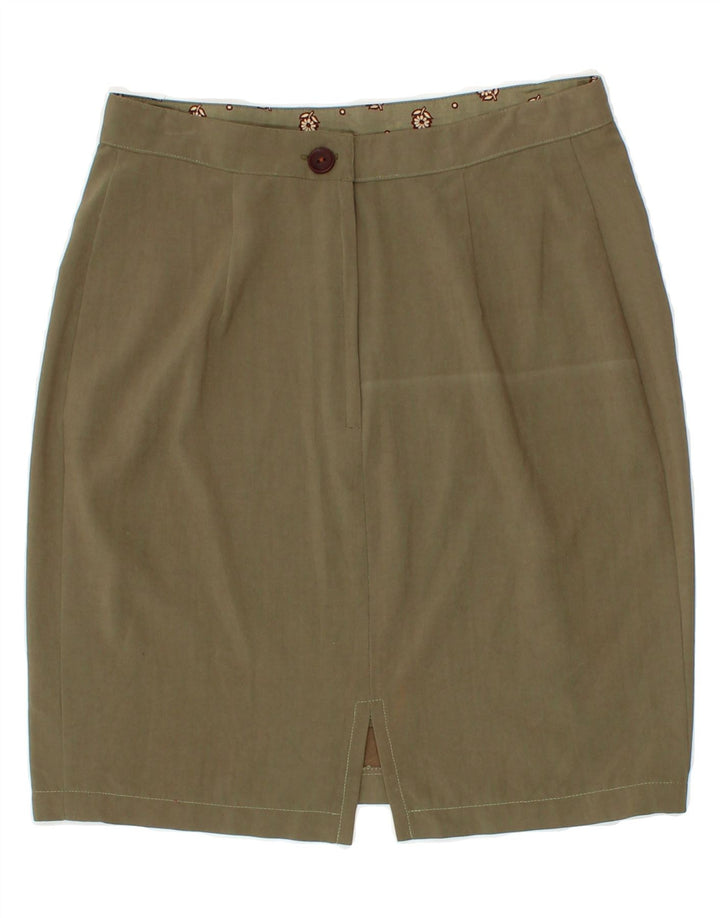 VINTAGE Womens Pencil Skirt IT 44 Medium Khaki Vintage Vintage and Second-Hand Vintage from Messina Hembry 