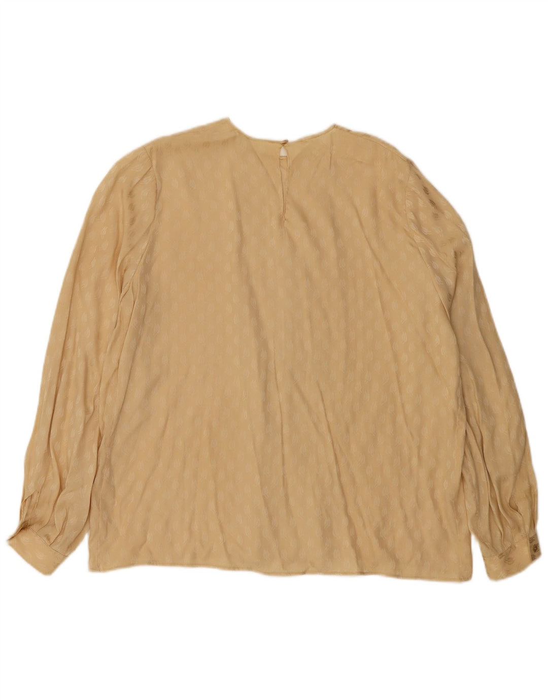Blusa feminina vintage de manga comprida com padrão abstrato UK 18 XL bege