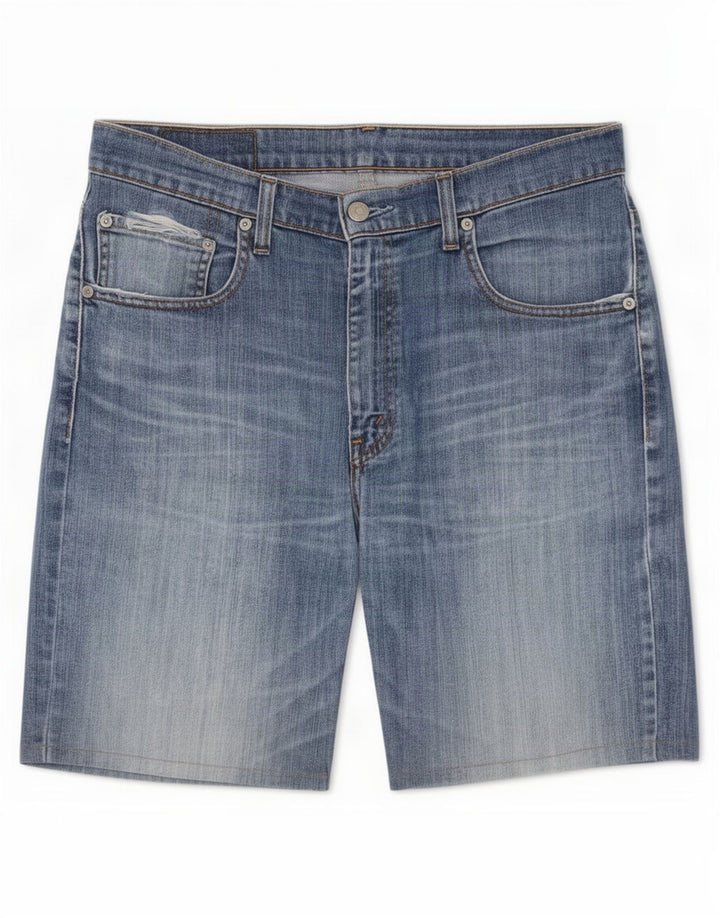 Shorts jeans feminino Levi's 752 desgastado grande W34 azul algodão