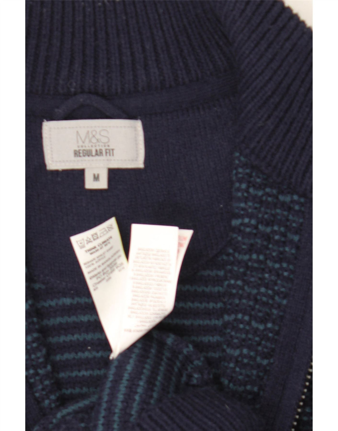 Suéter cardigã masculino Marks & Spencer regular fit médio azul marinho acrílico
