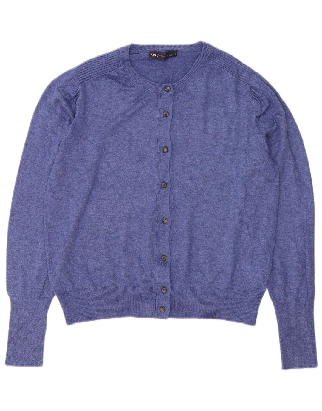 Suéter cardigã feminino Marks & Spencer UK 12 viscose azul médio