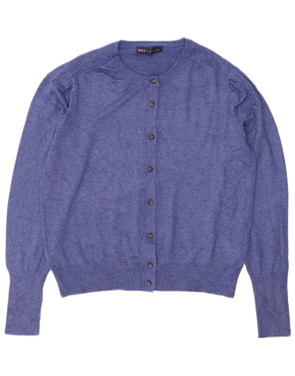 Suéter cardigã feminino Marks & Spencer UK 12 viscose azul médio