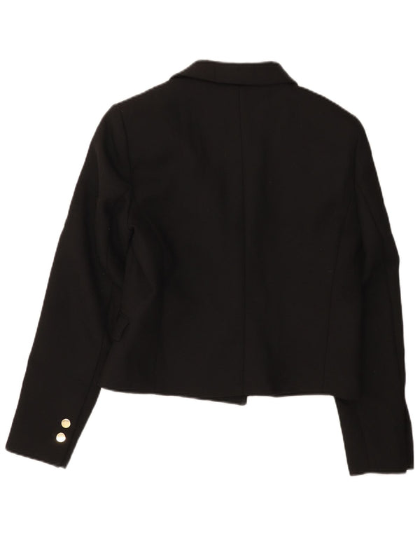 Zara Womens Crop Double Breasted Jaqueta Blazer Reino Unido 14 Grande Poliéster Preto