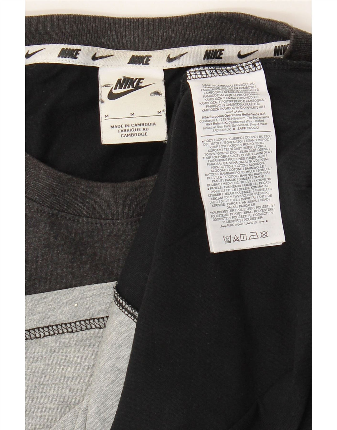 Camiseta Nike masculina gráfica Top médio preto colorblock algodão