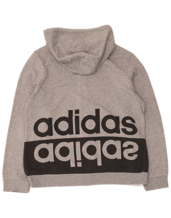Suéter feminino Adidas com capuz e zíper gráfico UK 18 XL cinza colorblock algodão